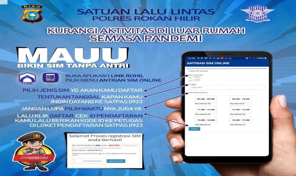 Tak Perlu Antri dan Takut Tertular Virus Corona, Masyarakat Rohil Kini Bisa Buat SIM Lebih Mudah Dengan Aplikasi I-Link