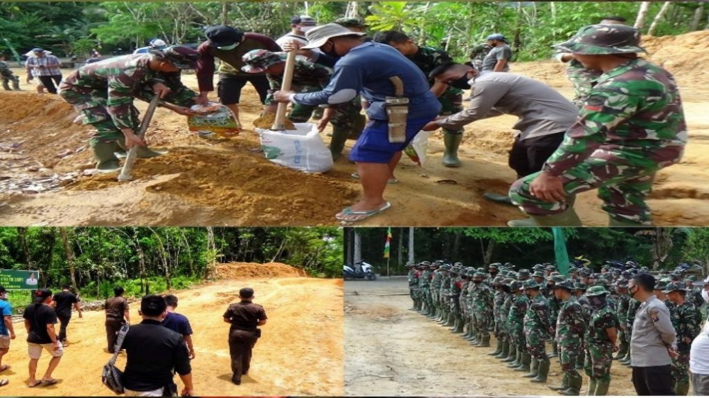 Bahu Membahu Barsama Masyarakat Itulah Ciri Khas Personel Satgas TMMD ke-110 Kodim 0213/Nias