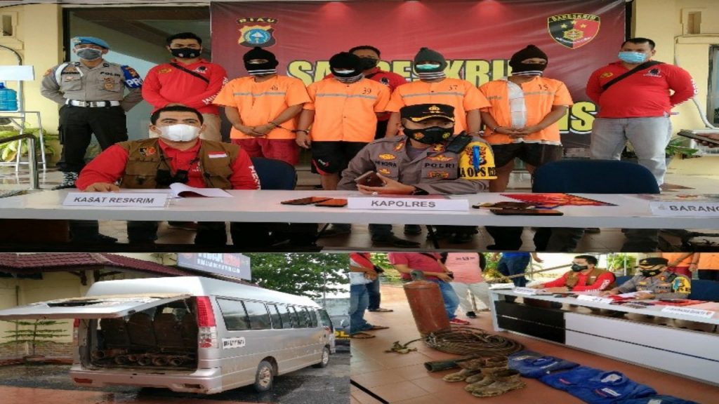 Diduga Mencuri, Pipa Besi, Miliki PT.CPI Duri, 4 Orang Tersangka Diringkus Satreskrim Polres Bengkalis