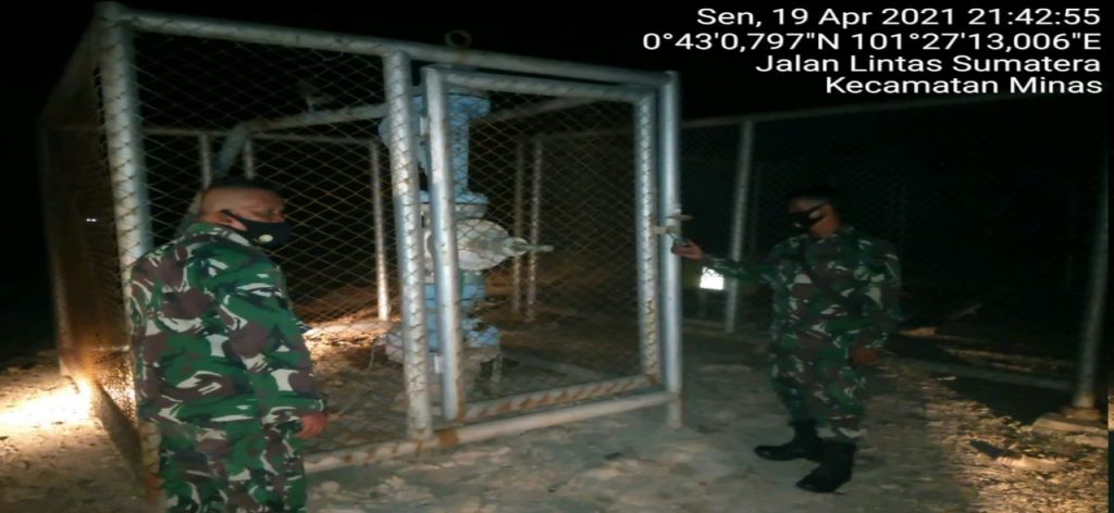Personil TNI Kodim 0303/Bengkalis Giat Patroli Penguatan Binter SKK Migas Sektor Korem 031/WB di OVN Area 2 Minas Field