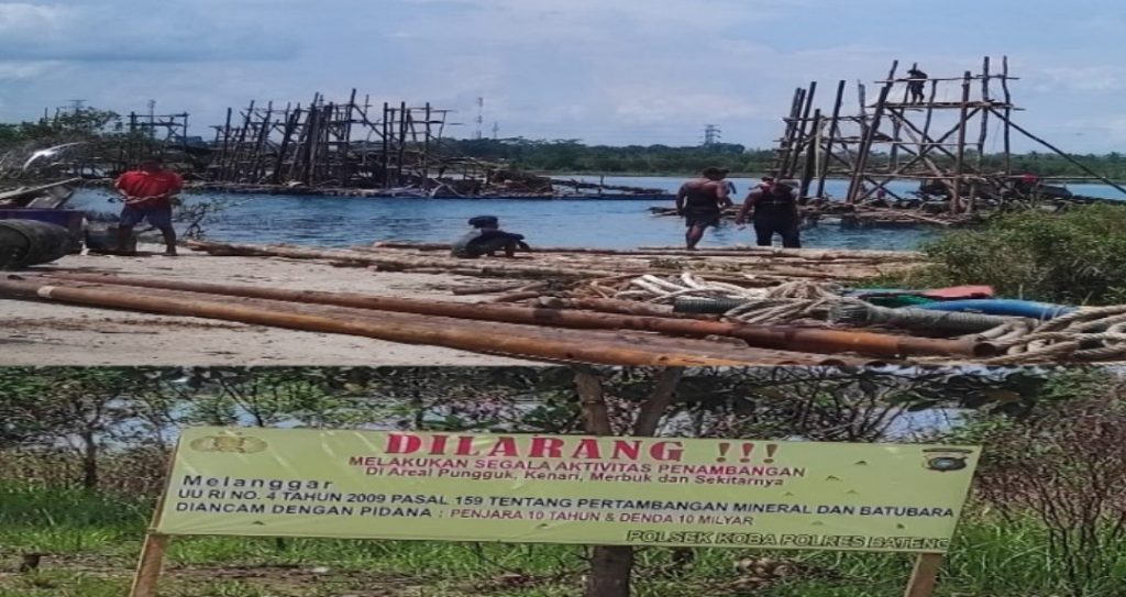 Spanduk Larangan Polres Bateng, Tidak Buat Takut Ratusan Pemilik Ponton Ti Apung Di Pungguk Kenari dan Marbuk