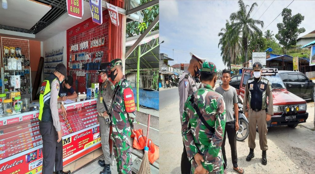 TNI-POLRI serta Satpol-PP Geler Operasi Pendisiplinan Prokes di Pasar Minas