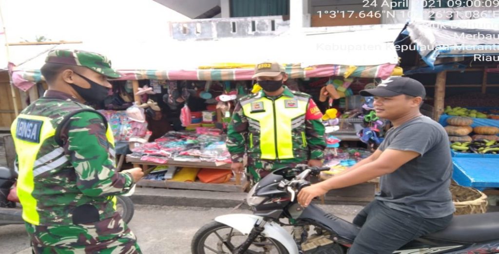 Jajaran Kodim 0303/Bengkalis Giat Oprasi Pencegahan dan Penanganan Covid-19 Khusunya Wilayah Kelurahan Teluk Belitung