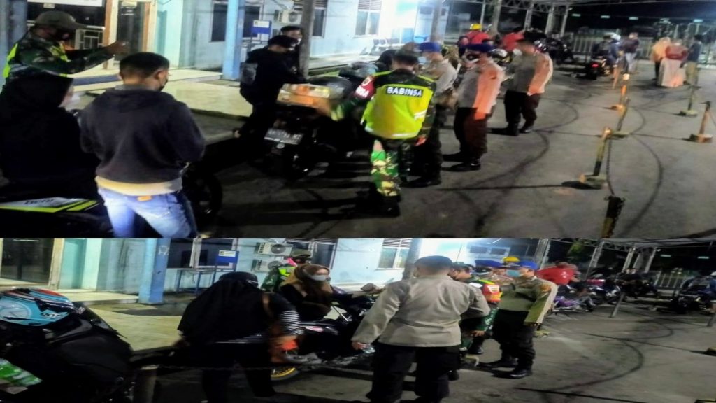 Kodim 0303/Bengkalis Bersenergi Dengan Polres Bengkalis Lakukan Pemantauan Arus Balik Lebaran 2021 di Roro Air Putih