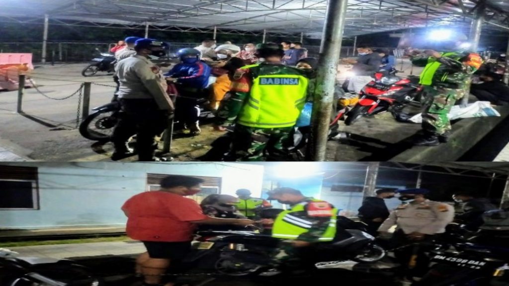 Tak Kenal Lelah, Koramil 01/Bengkalis bersama Tim Gabungan Beri Himbauan Prokes di Roro Air Putih