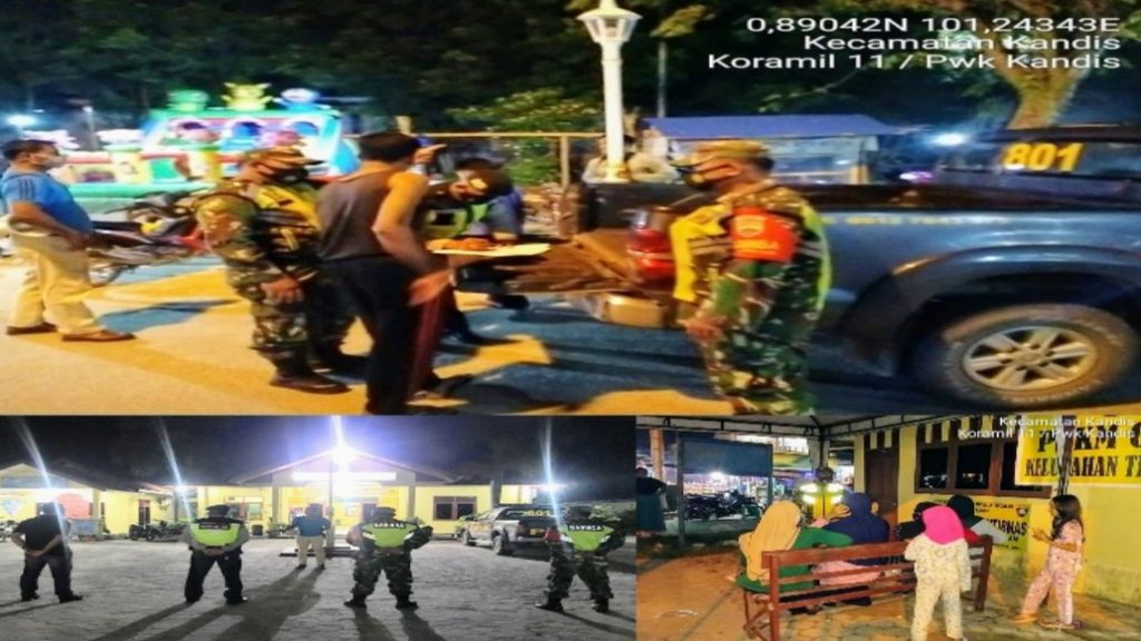 Koramil 11/Pwk Kandis Beri Himbauan Prokes dan Masker Gratis Bagi Pelanggar Kelurahan Telaga Samsam