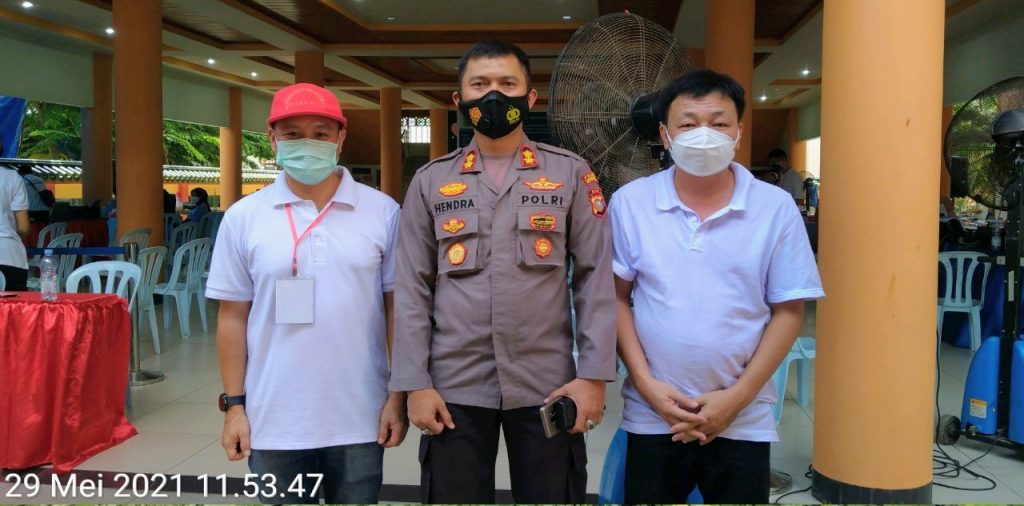 Kapolres Bengkalis Tinjau  Pelaksanaan Vaksinasi Tahap Kedua di Gedung Serba Guna Hok Ann Kiong