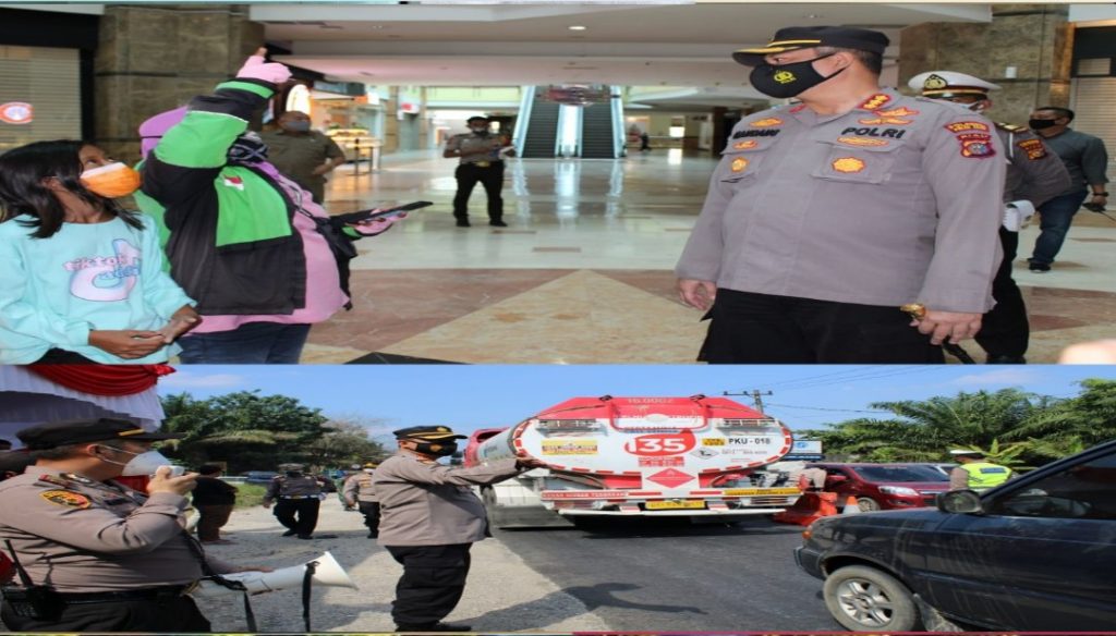 PPKM Level IV Kota Pekanbaru, Kapolresta Lakukan Pengecekan di Pos Penyekatan dan Pusat Perbelanjaan