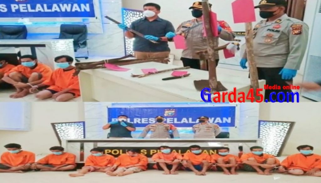 9 Orang Tersangka Pembunuhan Terhadap Suami Istri Yang Kerja di Akasi Sebagai BHL Diamankan Polres Pelalawan