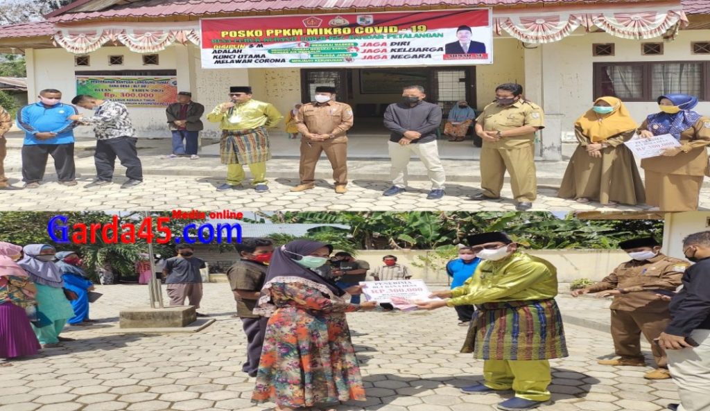 Camat Bandar Petalangan Serahkan BLT Tahap II Secara Simbolis Di Desa Lubuk Keranji Timur