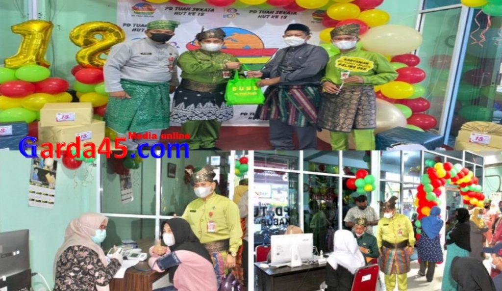 Sempena HUT ke 18 BUMD PD TUAH SEKATA Gelar Vaksinasi dan Pembagian Sembako kepada Masyarakat Kurang Mampu