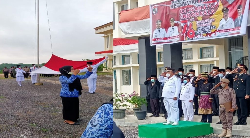 Camat Langgam Hadiri Upacara Peringatan HUT RI Ke-76 Tingkat Kecamatan Langgam
