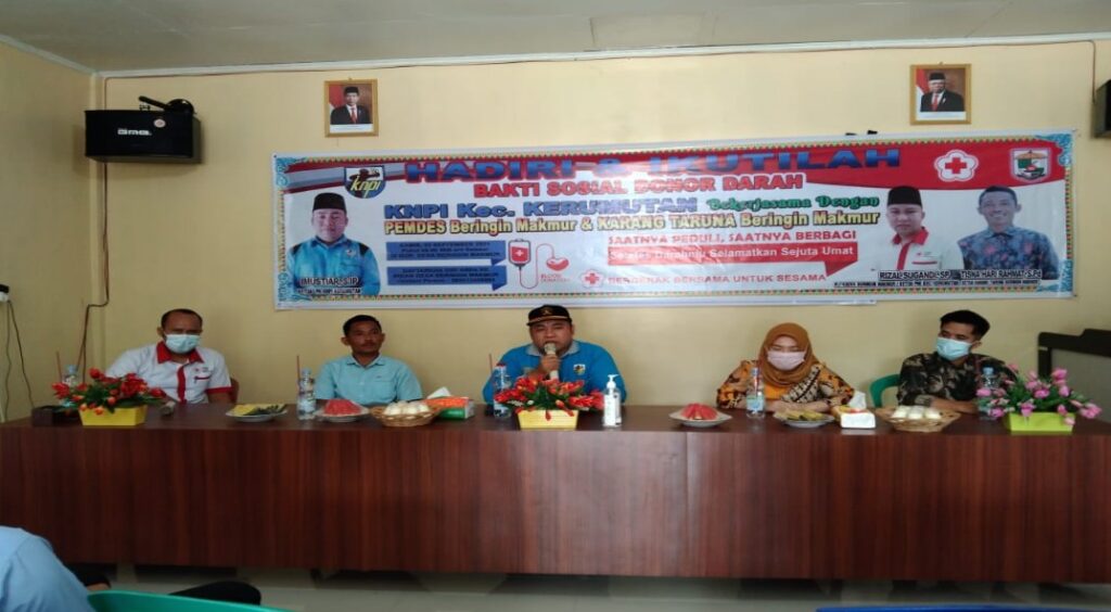 KNPI Kecamatan Kerumutan Bekerjasama Dengan PMI Kabupaten Pelalawan Gelar Bakti Sosial Donor Darah