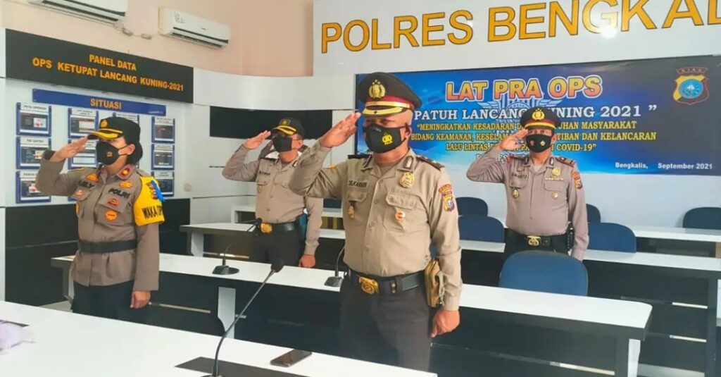 Presiden RI, Inspektur Upacara Hari Kesaktian Pancasila 2021 di Ikuti Polres Bengkalis Secara Live Streaming
