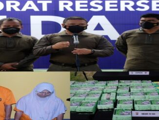Ket : Kapolda Riau didampingi Direktur Resnarkoba serta Kabid Humas saat gelar konferensi pers, sebanyak 81 kg sabu dan dua orang tersangka (foto/istimewa)