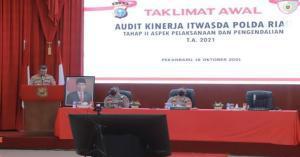 Ket : Kapolda Riau Buka secara resmi Audit Kinerja Tahap II oleh Tim Itwasda Polda bagi seluruh satuan kerja Polda Riau (foto/istimewa)
