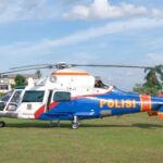 Ket foto : Helikopter yang digunakan Rombongan Kapolda Riau lakukan Patroli Udara