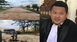 Teks foto : DR Adystia Sunggara SH MH M.Kn kuasa hukum PT Pulomas Sentosa justru menyayangkan adanya kegiatan pemasangan portal secara permanen menuju pos (Istimewa).