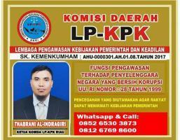 Teks foto : Ketua Komda LP-KPK Riau, Thabrani Indragiri (Foto : Istimewa).