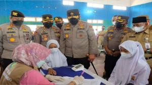 Teks foto : Kapolda Riau Irjen Pol Muhammad Iqbal tinjau langsung pelaksanaan Vaksinasi di Desa Batang Betindih
