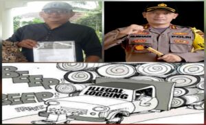 Teks foto : Aktivis Larshen Yunus, AKBP Nurhadi Ismanto dan Ilustrasi Ilegal Loging (Istimewa).