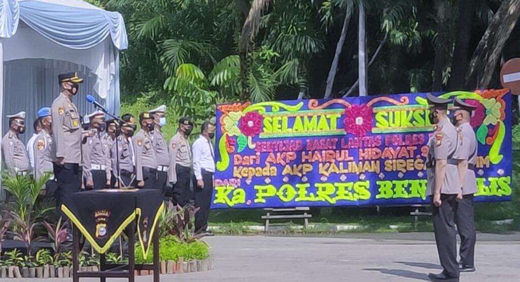 Kapolres Bengkalis Pimpin Sertijab Kasat Lantas Dari AKP Hairul Ke AKP Kaliman Siregar
