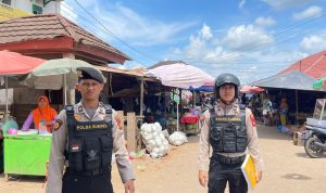 Cegah Gangguan Khamtibmas Personil Sat Samapta Laksnakan Patroli Di Pasar Tradisional Pangkalan Balai