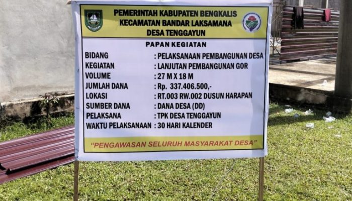 Gunakan DD, Pemerintah Desa Tenggayun Lanjutkan Pembangunan GOR