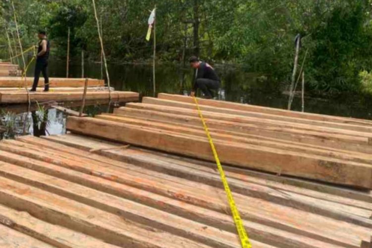 8 Ton Kayu Ilegal Disergap di Sungai Pertas, Satu Pelaku Dibekuk Polres Meranti