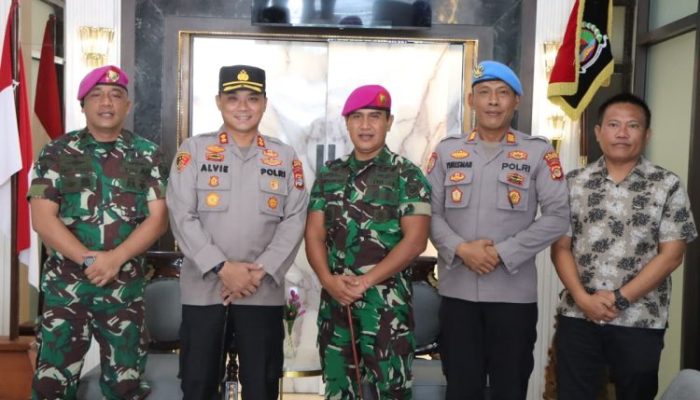 Perkokoh Sinergitas, Danyonif 7 Marinir Piabung Sambangi Mapolres Pesawaran